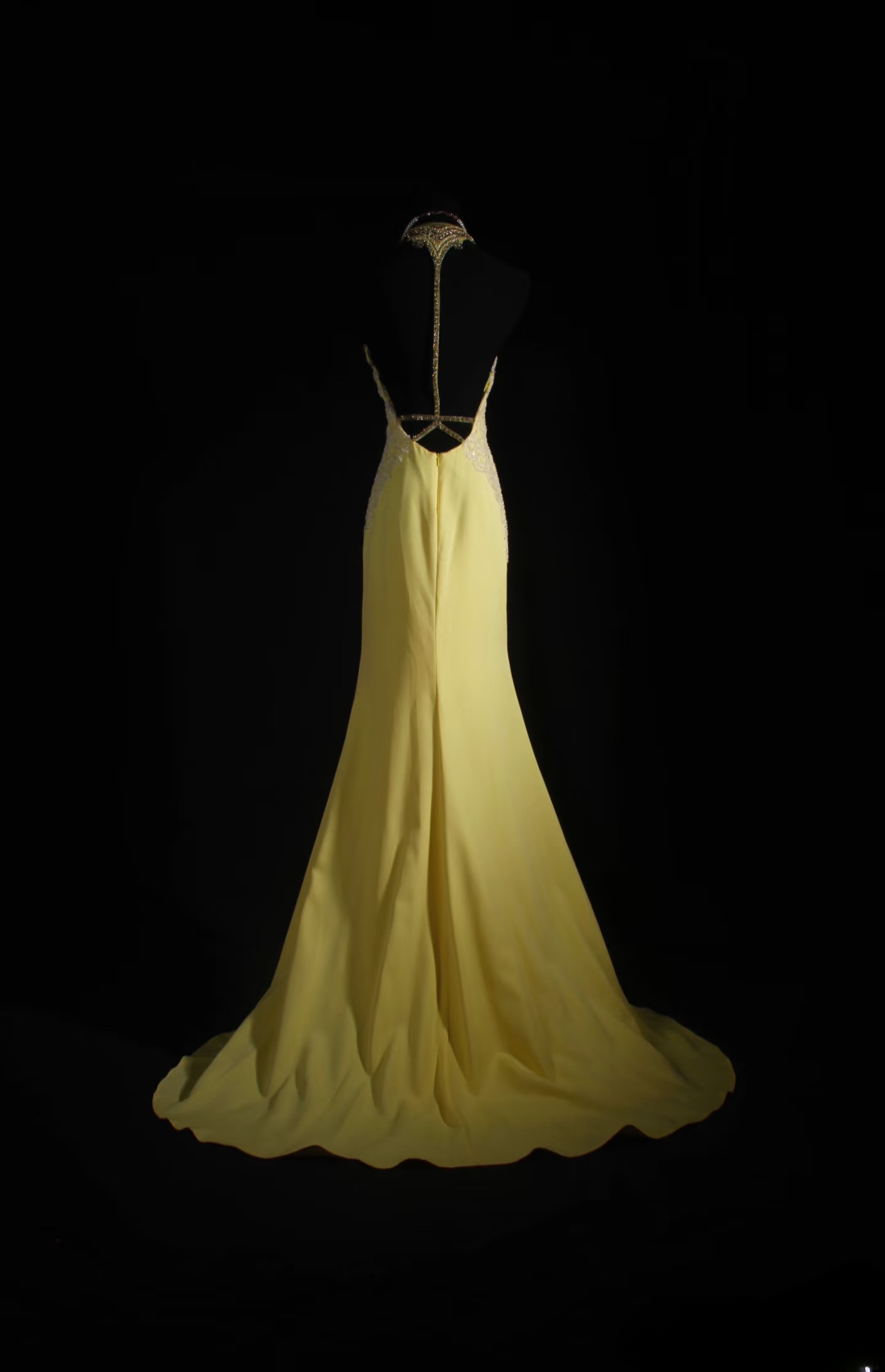 Retro Prom Dresses Mermaid Spaghetti Strap Yellow Backless Chiffon Vintage Fashion Long Prom Dresses Party Gowns AU020