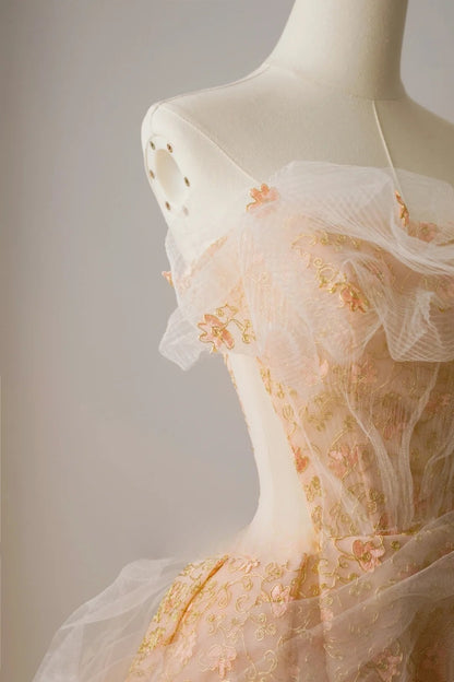 Robe de bal élégante sans bretelles jaune, longueur au sol, en tulle, tenue de soirée, tenue d'anniversaire, robe de bal AU020