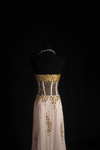 Retro Prom Dresses Mermaid Sweetheart 80s With Gold Beads Chiffon Vintage Fashion Long Prom Dresses Party Gowns AU021