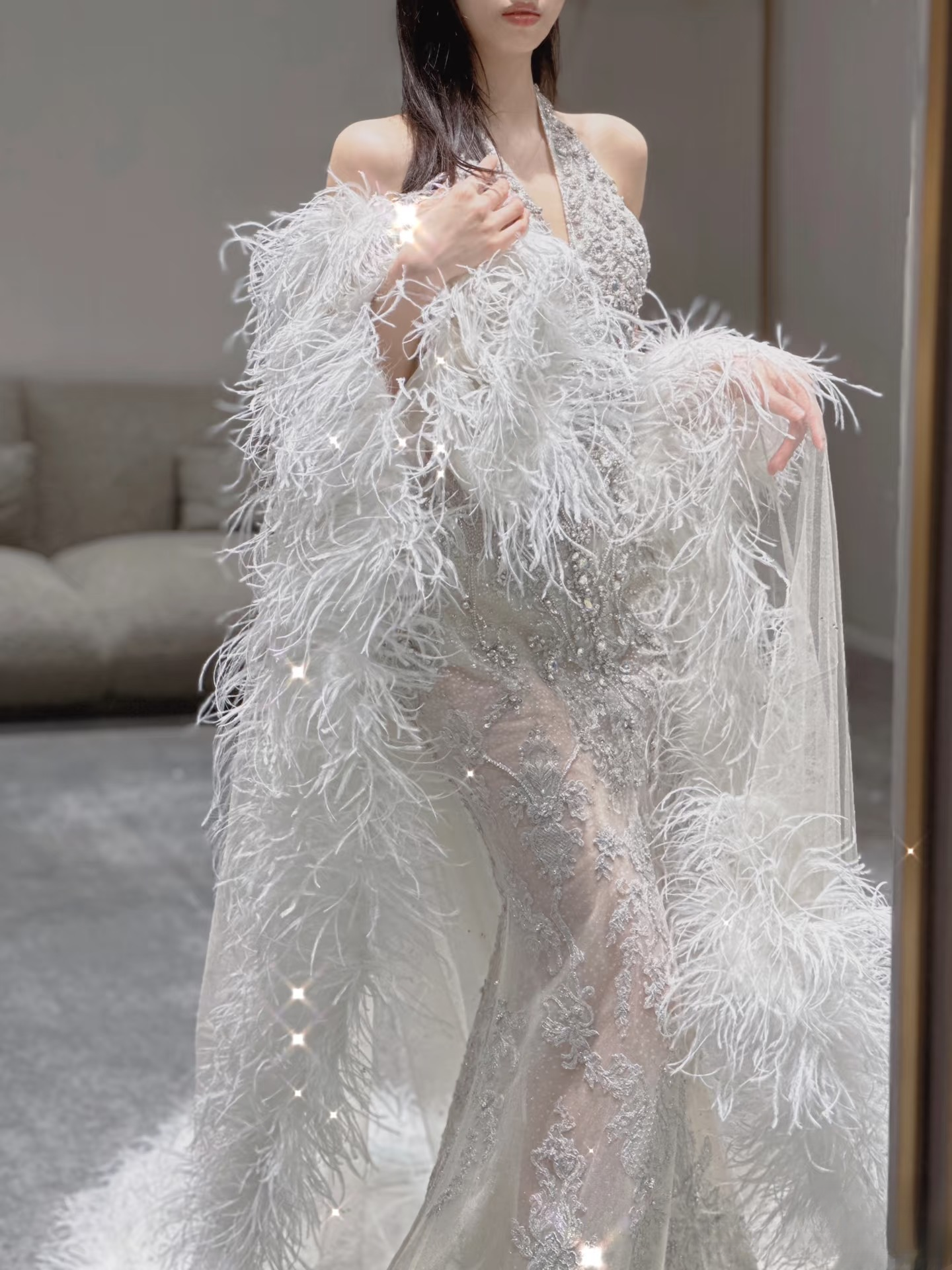 Sexy Meerjungfrau Neckholder Ärmellos Pailletten Silber Bodenlang Atemberaubende Ballkleider 2026 Inspiration Ballkleid Prinzessin Abschlussballkleid AU022