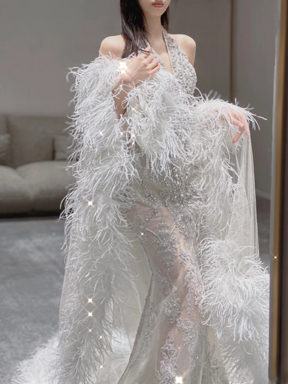 Sexy Meerjungfrau Neckholder Ärmellos Pailletten Silber Bodenlang Atemberaubende Ballkleider 2026 Inspiration Ballkleid Prinzessin Abschlussballkleid AU022
