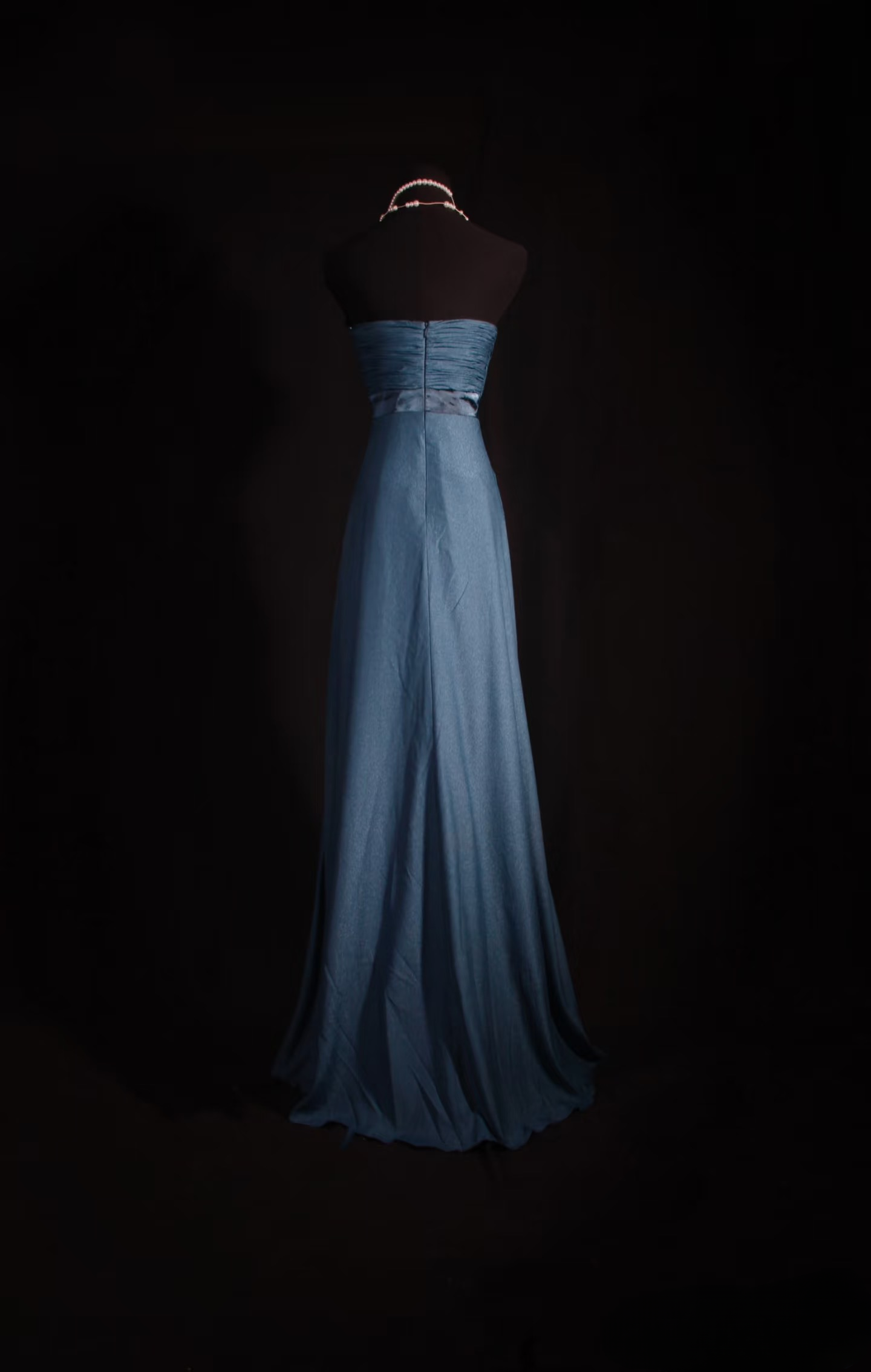 Robe de bal rétro coupe trapèze bleu marine bustier cœur années 80 avec perles dorées, mousseline, robe de soirée longue vintage AU024