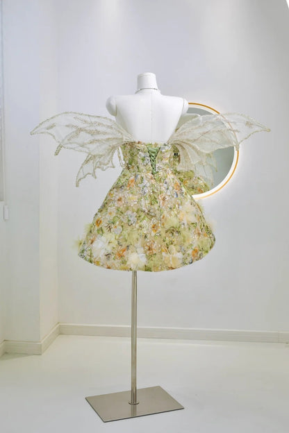 Luxury Ball Gown Sweetheart Green Lace Short 18th Birthday Dress Homecoming Dresses Cocktail Gown AU026
