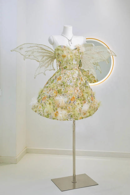 Luxury Ball Gown Sweetheart Green Lace Short 18th Birthday Dress Homecoming Dresses Cocktail Gown AU026