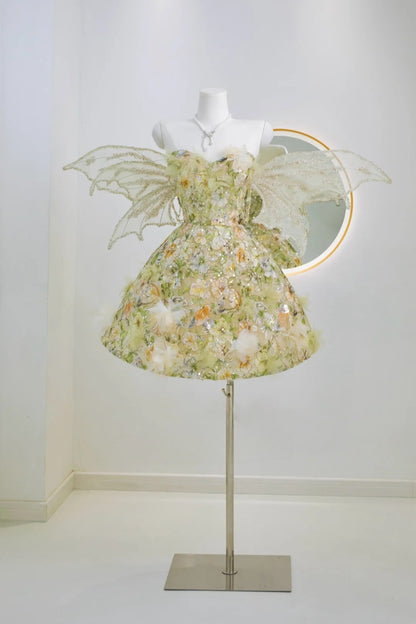Luxury Ball Gown Sweetheart Green Lace Short 18th Birthday Dress Homecoming Dresses Cocktail Gown AU026