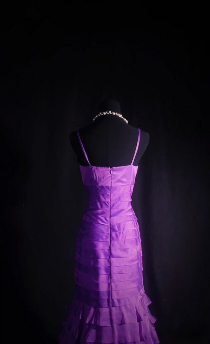 Vintage Prom Dresses 1980s Retro Classy Mermaid Spaghetti Straps Grape Chiffon Inspo Long Prom Gown AU032