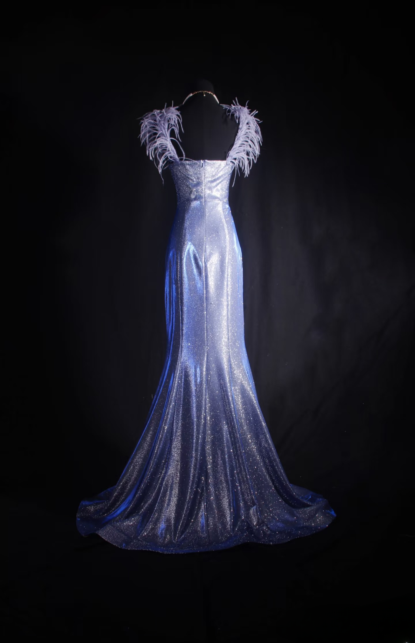 Vintage Prom Dresses 1980s Retro Classy Mermaid Strap Blue Sequins Inspo Long Prom Gown AU033