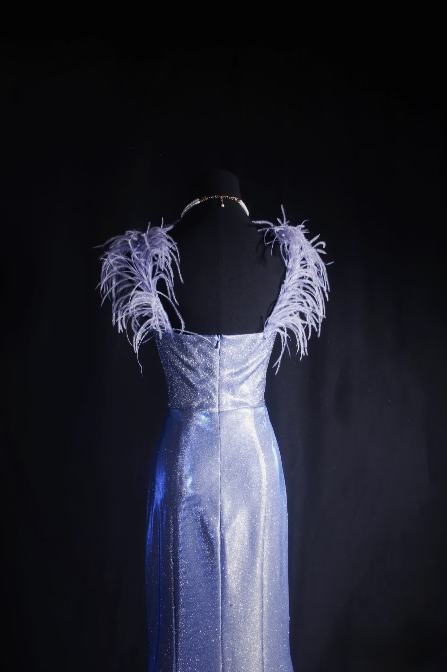 Vintage Prom Dresses 1980s Retro Classy Mermaid Strap Blue Sequins Inspo Long Prom Gown AU033