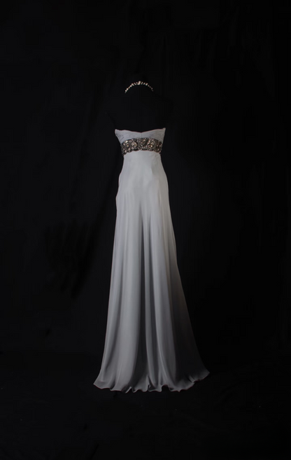 Robes de bal rétro, coupe trapèze, décolleté cœur, gris argenté, perles, style vintage années 80, robes de soirée longues, référence AU035