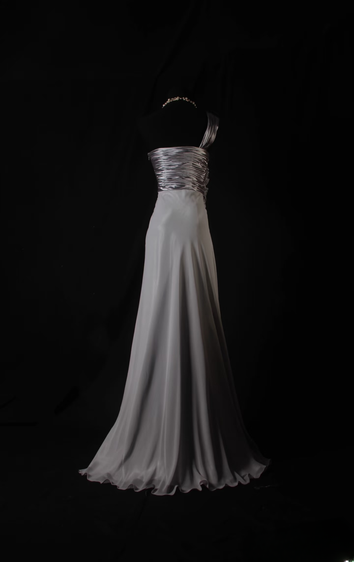Retro Prom Dresses A Line One Shoulder Silver Gray 70s Pleated Vintage Fashion Long Prom Dresses Party Gowns AU036