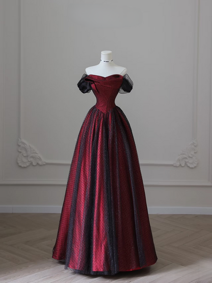 Robe de bal sexy en tulle à épaules dénudées et manches courtes, noire, longueur au sol, superbe robe de bal d'inspiration bleue, robe de princesse pour remise de diplôme, AU037