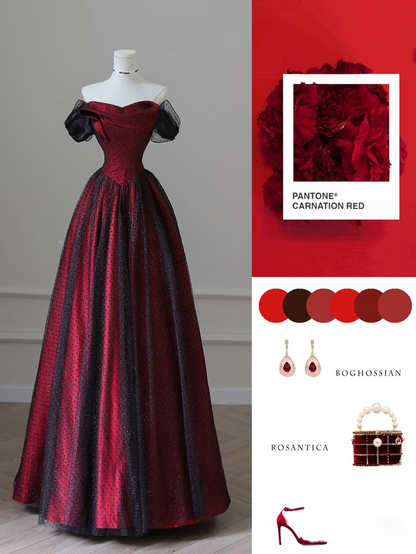 Robe de bal sexy en tulle à épaules dénudées et manches courtes, noire, longueur au sol, superbe robe de bal d'inspiration bleue, robe de princesse pour remise de diplôme, AU037