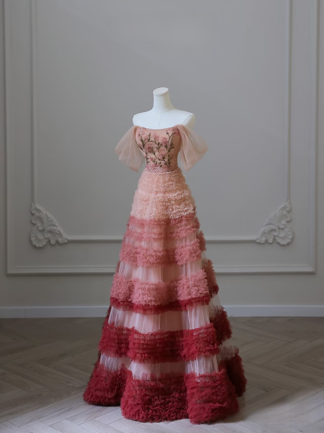 Schlichtes Ballkleid, schulterfrei, Tüll, rosa, bodenlang, atemberaubende Ballkleider, Inspiration, Ballkleid, Prinzessin, Tanz, formelles Abschlusskleid, AU039