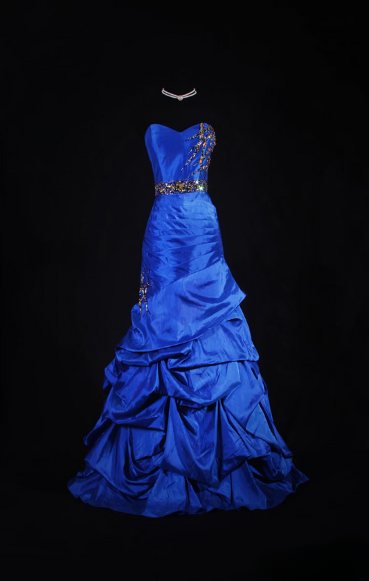 Vintage Prom Dresses 1980s Retro Classy Mermaid Sweethart Royal Blue Taffeta Inspo Long Prom Gown AU040