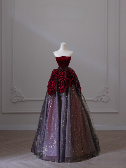 Sexy Ballkleid aus schulterfreiem Tüll mit kurzen Ärmeln, rot, bodenlang, atemberaubende Ballkleider, Inspiration für High School-Tanzkleider, Prinzessinnen-Abschlusskleid AU041