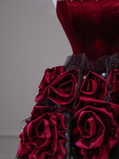 Sexy Ballkleid aus schulterfreiem Tüll mit kurzen Ärmeln, rot, bodenlang, atemberaubende Ballkleider, Inspiration für High School-Tanzkleider, Prinzessinnen-Abschlusskleid AU041