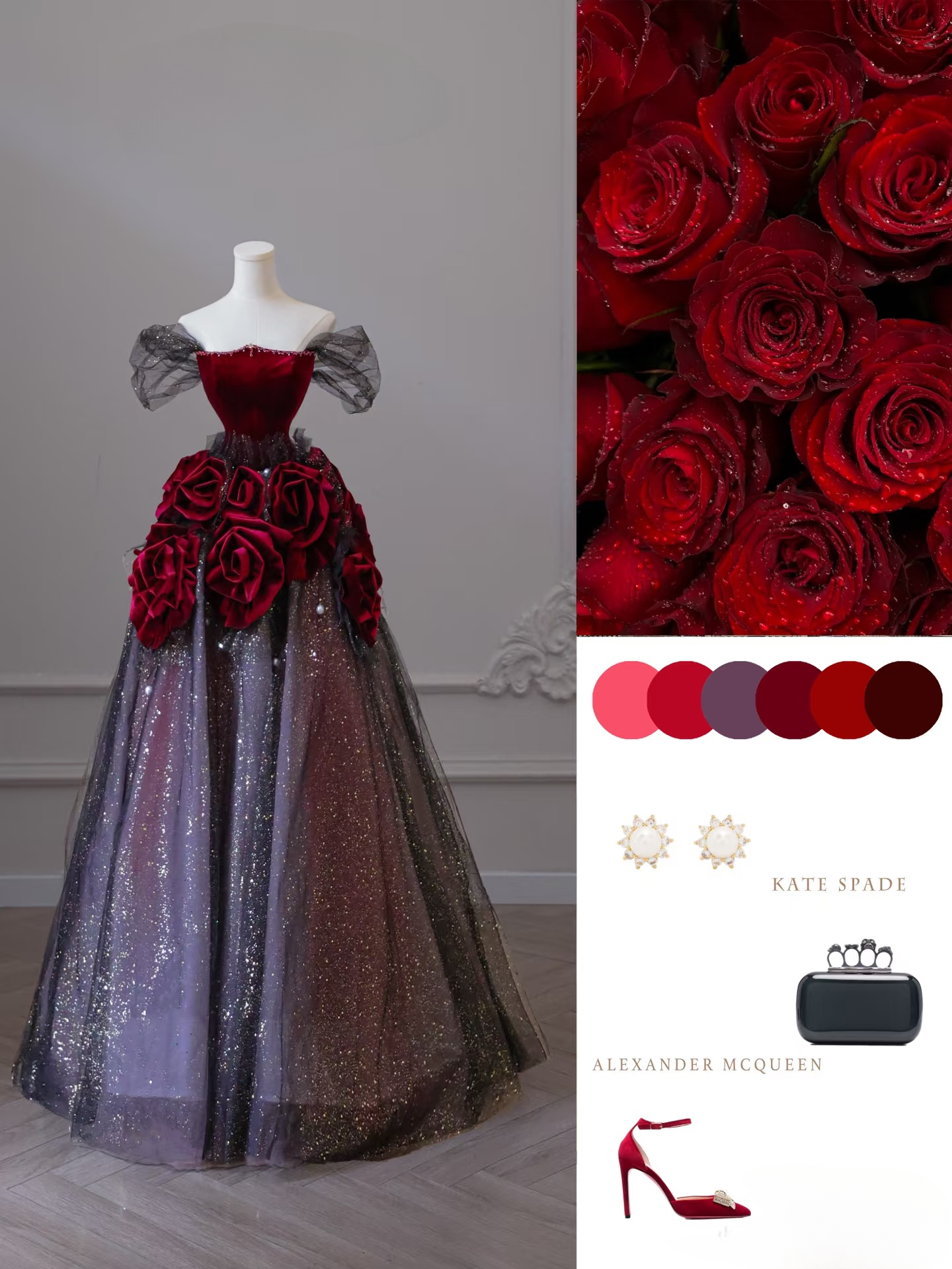 Sexy Ballkleid aus schulterfreiem Tüll mit kurzen Ärmeln, rot, bodenlang, atemberaubende Ballkleider, Inspiration für High School-Tanzkleider, Prinzessinnen-Abschlusskleid AU041