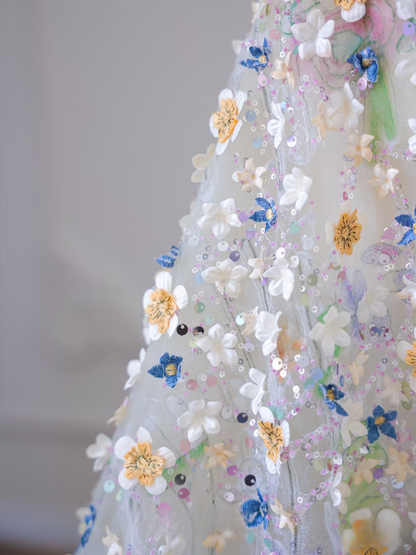 Robe de bal modeste en tulle blanc, décolleté en cœur, longueur au sol, superbe robe de bal, robe de bal d'inspiration princesse, robe de remise de diplôme formelle AU042