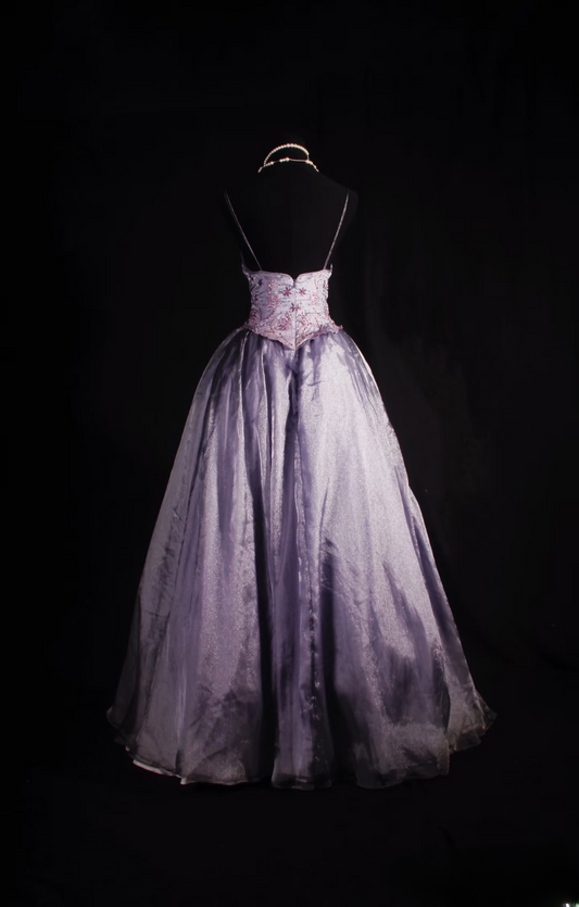 Robe de bal rétro années 80, bretelles spaghetti, fente ornée de perles et sequins lilas, robe longue vintage à paillettes, robe de soirée AU042