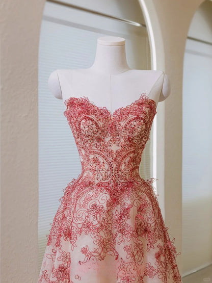 Robe de bal unique en dentelle, décolleté en cœur, robe de soirée longue, tenue de soirée pour 20e anniversaire, robe de soirée AU043