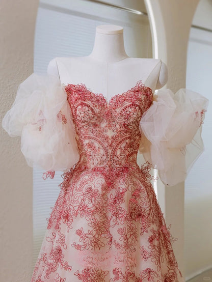 Robe de bal unique en dentelle, décolleté en cœur, robe de soirée longue, tenue de soirée pour 20e anniversaire, robe de soirée AU043