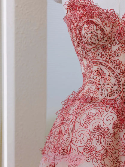 Robe de bal unique en dentelle, décolleté en cœur, robe de soirée longue, tenue de soirée pour 20e anniversaire, robe de soirée AU043