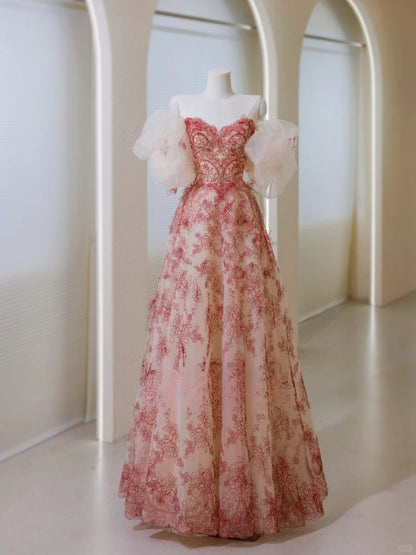 Robe de bal unique en dentelle, décolleté en cœur, robe de soirée longue, tenue de soirée pour 20e anniversaire, robe de soirée AU043