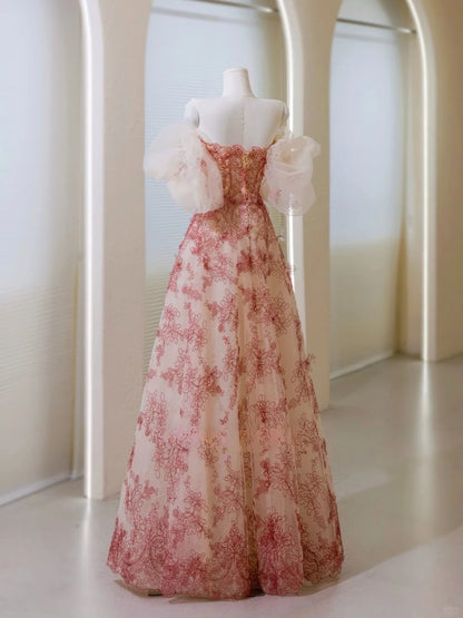 Robe de bal unique en dentelle, décolleté en cœur, robe de soirée longue, tenue de soirée pour 20e anniversaire, robe de soirée AU043