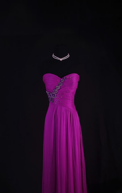 Robe de bal vintage années 80, style rétro chic, coupe trapèze, bustier en mousseline ornée de perles, robe longue inspirée AU044