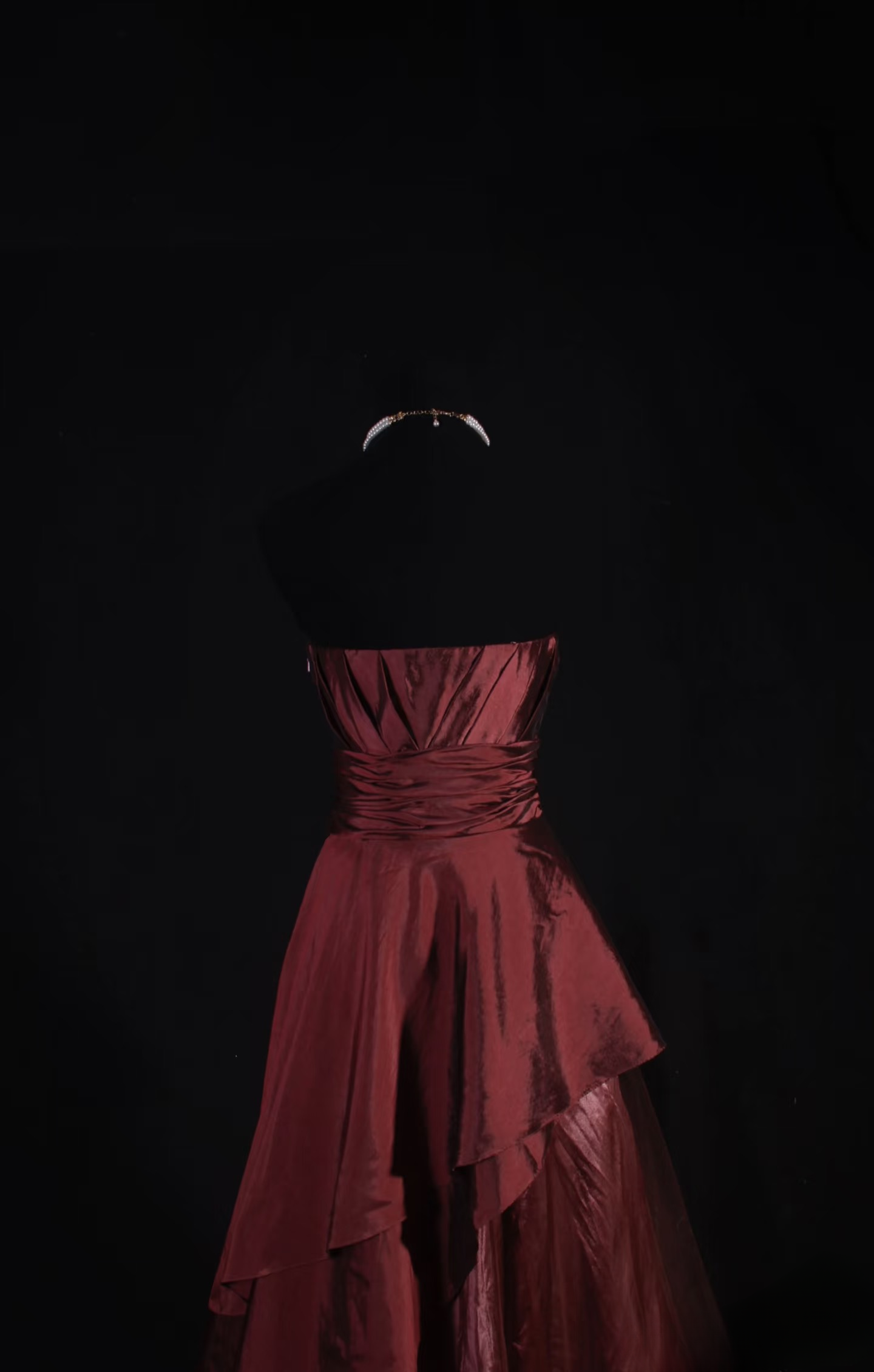 Vintage-Ballkleid, trägerlos, burgunderrot, Taft, inspiriert von den 80er Jahren, langes Abendkleid, Ballkleid, Partykleid, Abiballkleid AU045