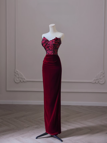 Elegant Mermaid Sweetheart Burgundy Floor Length Amazing Prom Dress Inspiration Ideas Prom Inspo Gowns Graduation Dress AU046