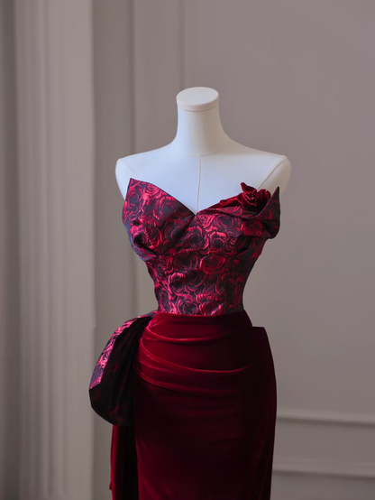 Elegant Mermaid Sweetheart Burgundy Floor Length Amazing Prom Dress Inspiration Ideas Prom Inspo Gowns Graduation Dress AU046