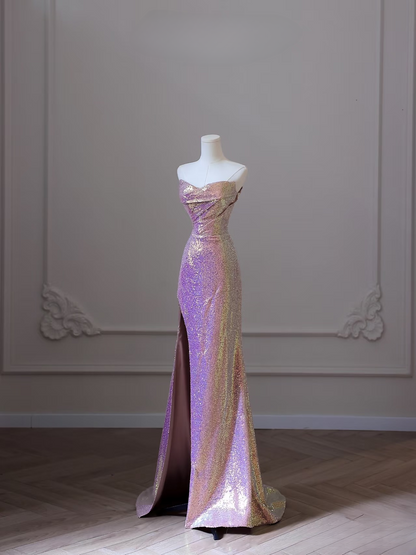 Elegante Meerjungfrau Sweetheart Rosa Pailletten Schlitz Erstaunliche Ballkleid Inspiration Ideen Prom Inspo Kleider Abschlussball Kleid AU047