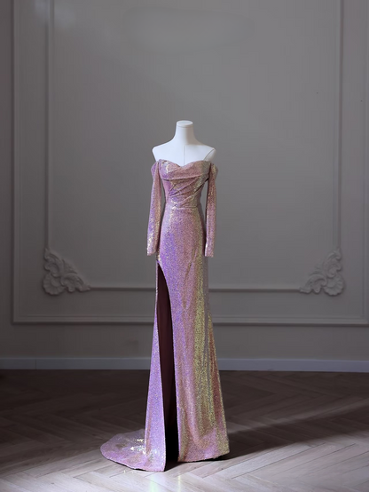 Elegante Meerjungfrau Sweetheart Rosa Pailletten Schlitz Erstaunliche Ballkleid Inspiration Ideen Prom Inspo Kleider Abschlussball Kleid AU047