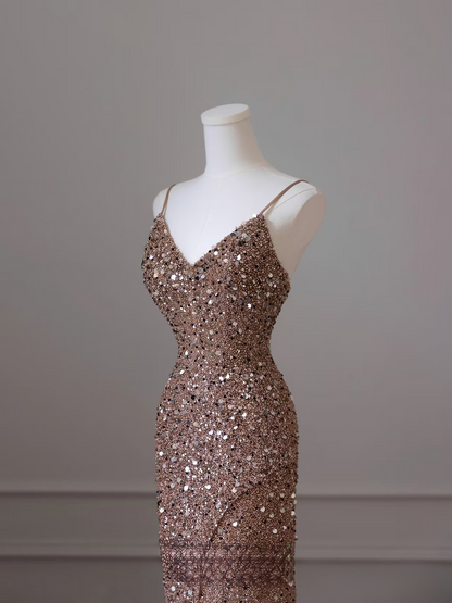 Elegante Meerjungfrau Spaghettiträger Pailletten Lange Atemberaubende Ballkleider Inspiration Ballkleider Prinzessin Abschlusskleid AU050