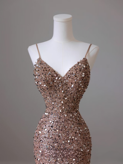 Elegante Meerjungfrau Spaghettiträger Pailletten Lange Atemberaubende Ballkleider Inspiration Ballkleider Prinzessin Abschlusskleid AU050