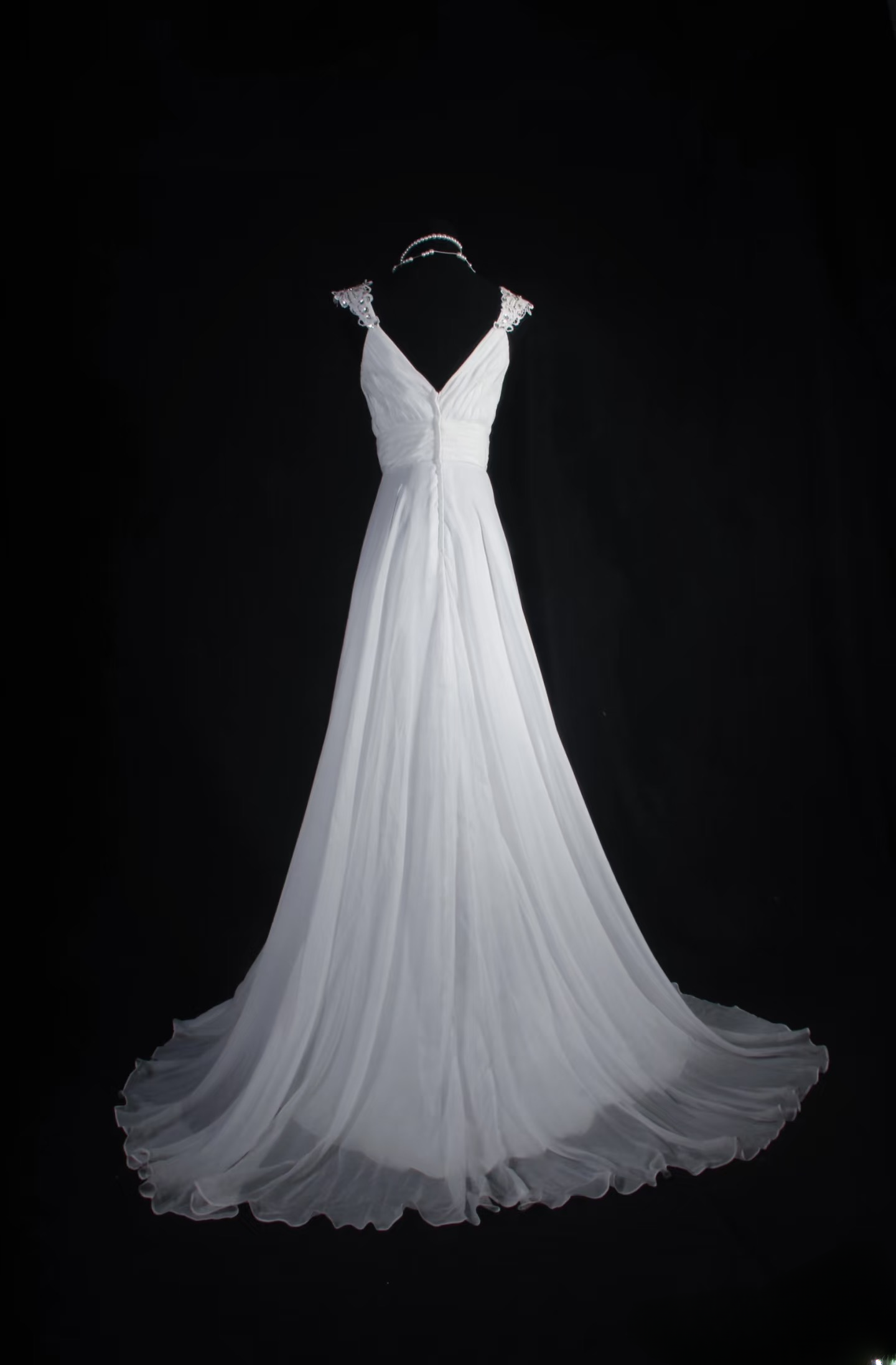 Robe de mariée rétro années 60 en mousseline blanche, coupe trapèze, bustier cœur, longue dentelle, AU050