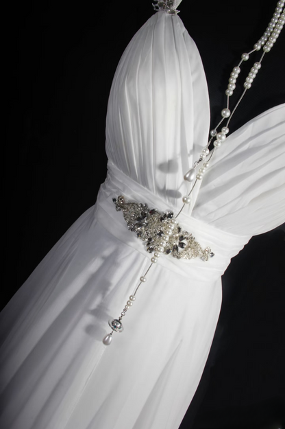 Robe de mariée rétro années 60 en mousseline blanche, coupe trapèze, bustier cœur, longue dentelle, AU050