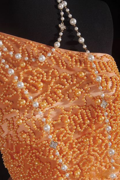 Robe de bal mignonne à une épaule en tulle orange, courte, robe d'anniversaire pour les 16 ans, robe de soirée, robe de cocktail AU051