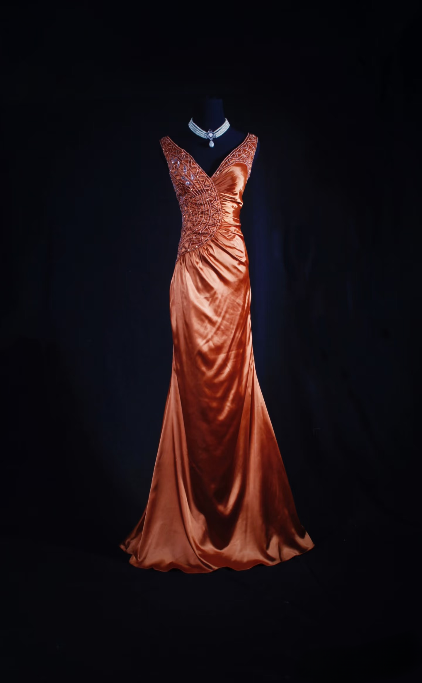 Vintage Prom Dresses 1950s Retro Classy V Neck Rust Red Long Prom Dress Inspiration Prom Dresses AU052