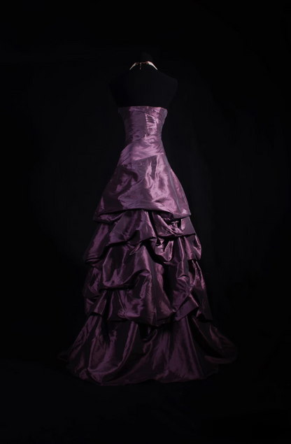 Vintage Prom Dresses 2000s Ball Gown Sweetheart Grape Satin Prom Dress Inspiration Long Prom Dresses AU056