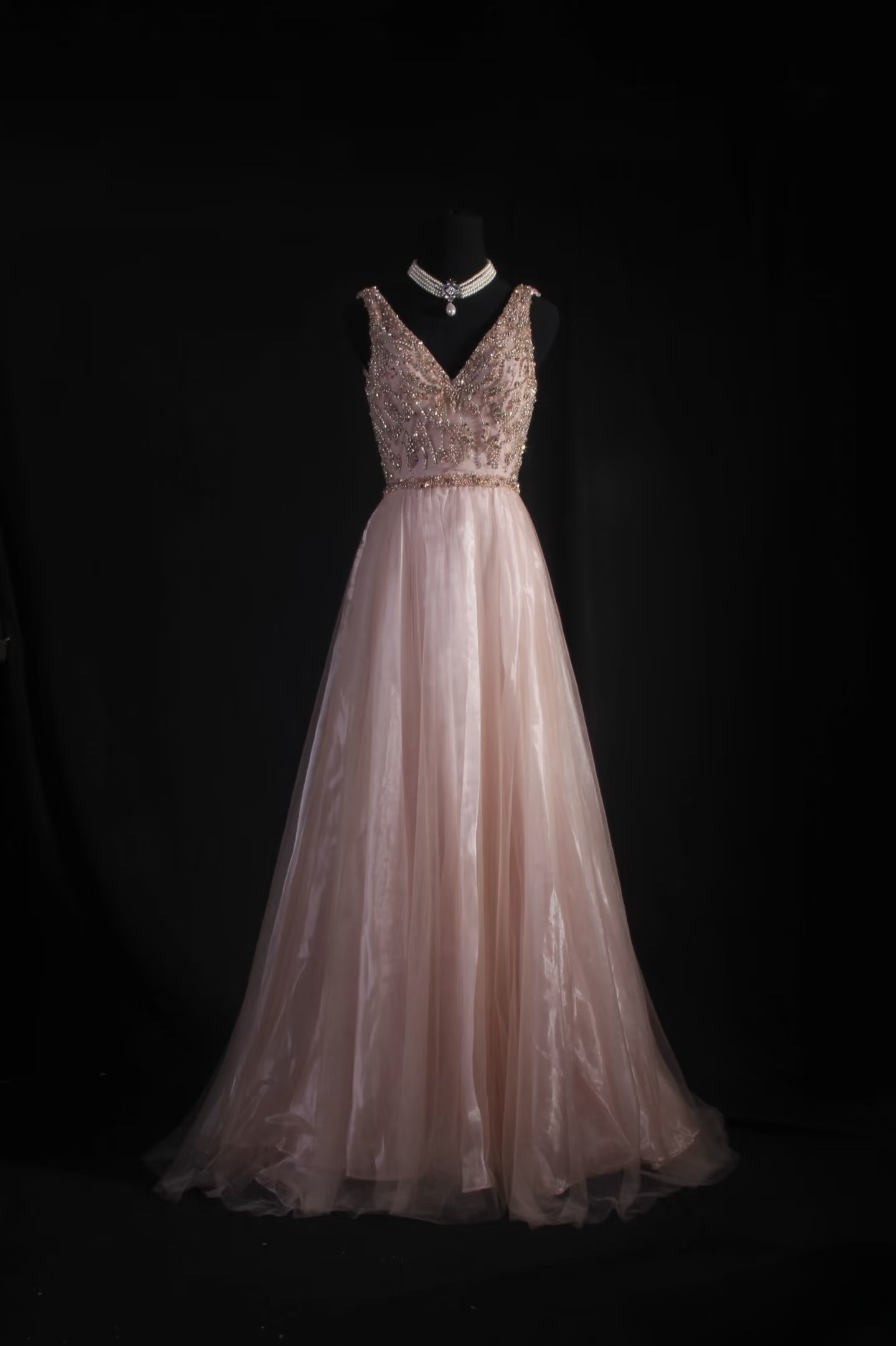Vintage Prom Dresses 1950s Formal Retro Classy A Line V Neck Blush Pink Beaded Prom Dress Inspiration Long Prom Party Gown AU063