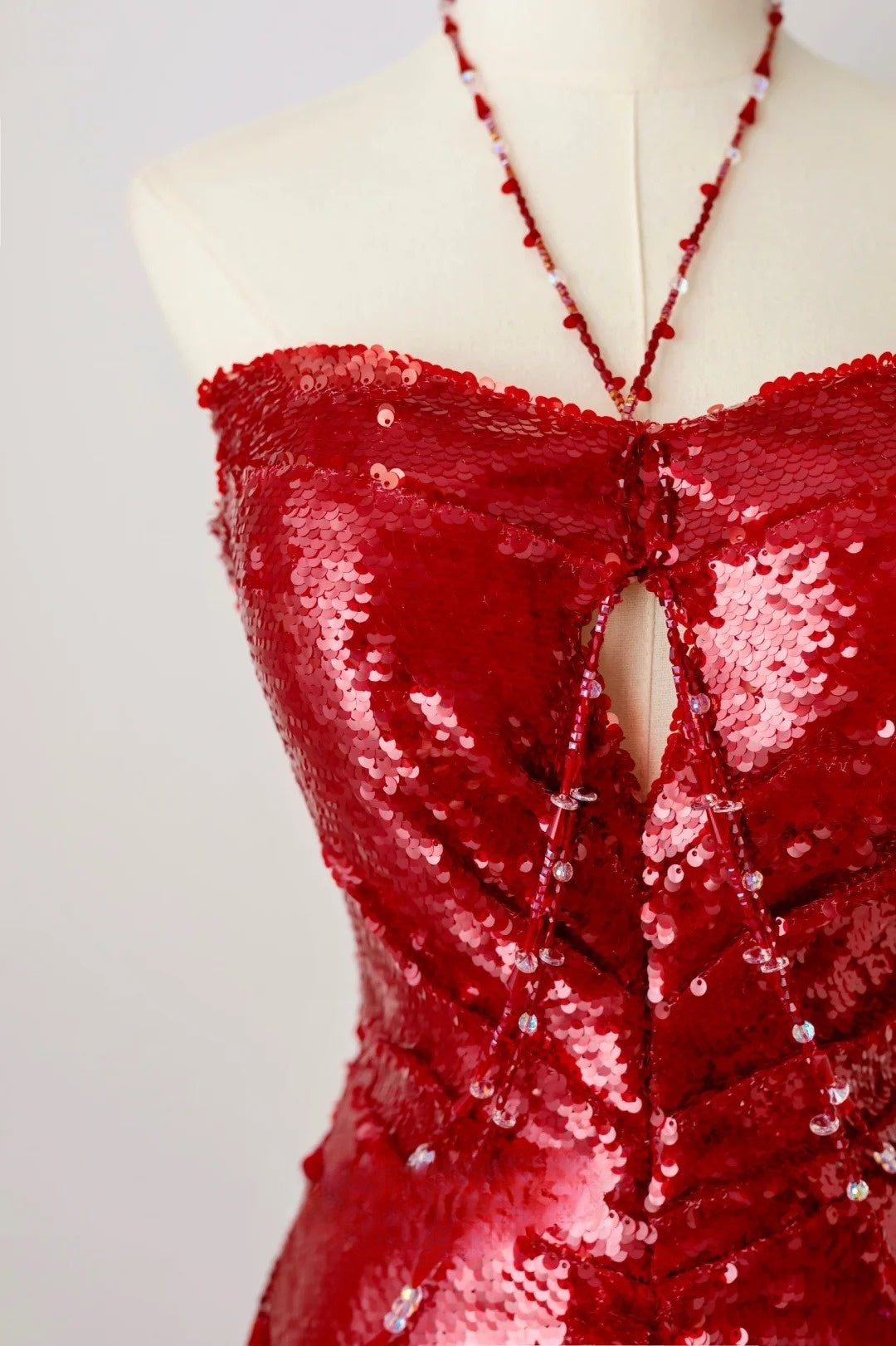 Sexy Mermaid Halter Red Sequin Prom Dresses Long Party Dress 21st Birthday Outfits Formal Dress AU063
