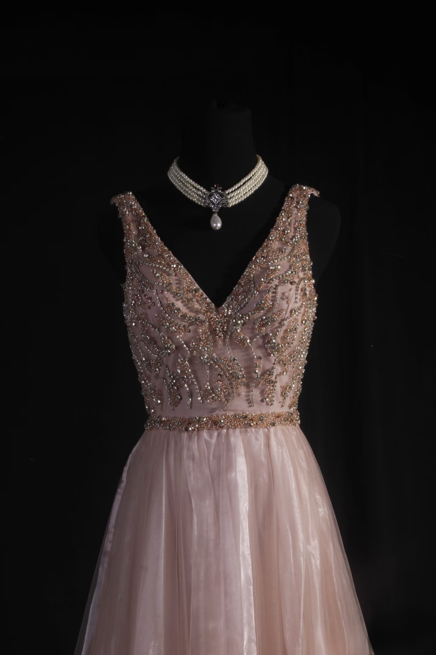 Vintage Prom Dresses 1950s Formal Retro Classy A Line V Neck Blush Pink Beaded Prom Dress Inspiration Long Prom Party Gown AU063