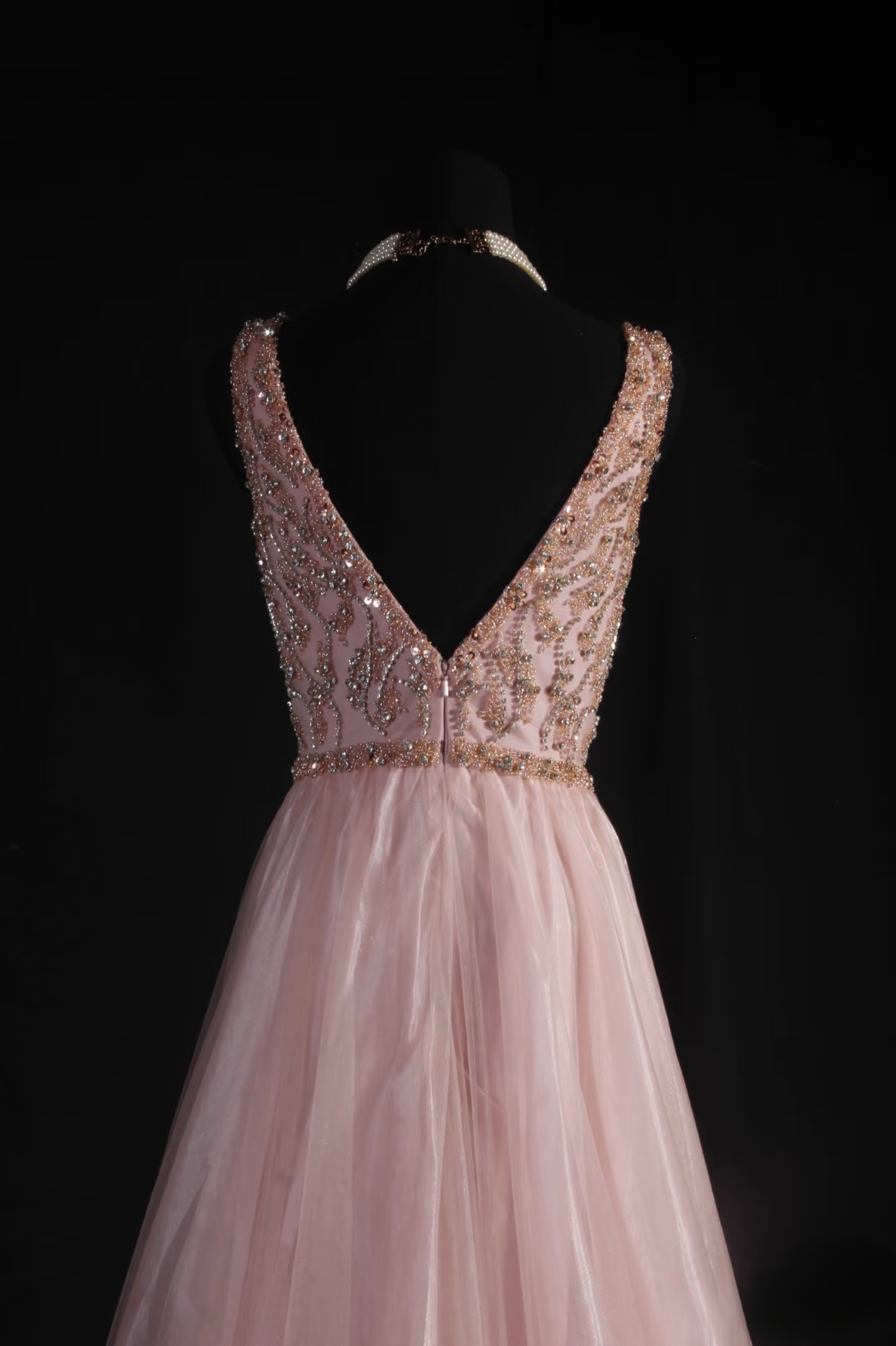 Vintage Prom Dresses 1950s Formal Retro Classy A Line V Neck Blush Pink Beaded Prom Dress Inspiration Long Prom Party Gown AU063