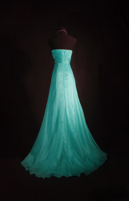 Vintage Prom Dresses 1950s Formal Retro Classy A Line Sweetheart Blue Chiffon Beaded Prom Dress Inspiration Long Prom Party Gown AU065