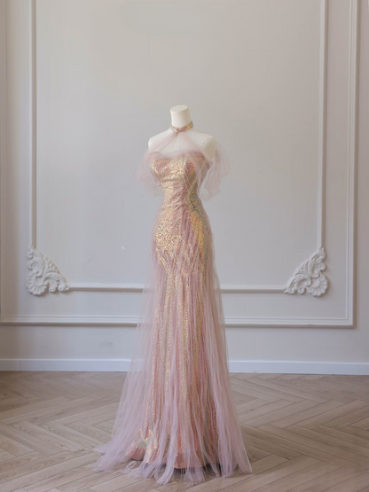 Wunderschöne Meerjungfrau Sweetheart Pailletten Rosa Ballkleider Inspiration Ballkleid Prinzessin Abschlussballkleid AU066