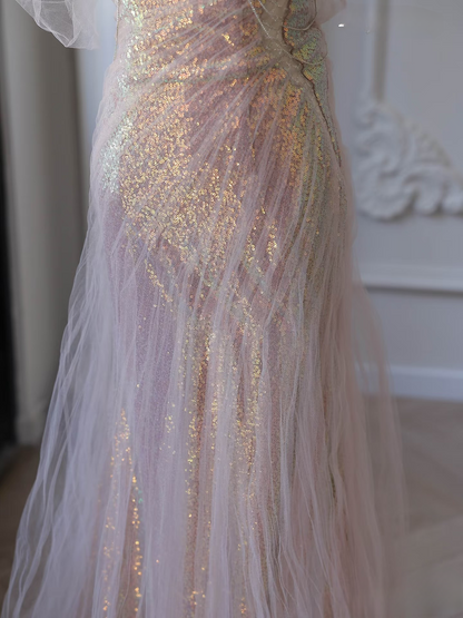 Wunderschöne Meerjungfrau Sweetheart Pailletten Rosa Ballkleider Inspiration Ballkleid Prinzessin Abschlussballkleid AU066