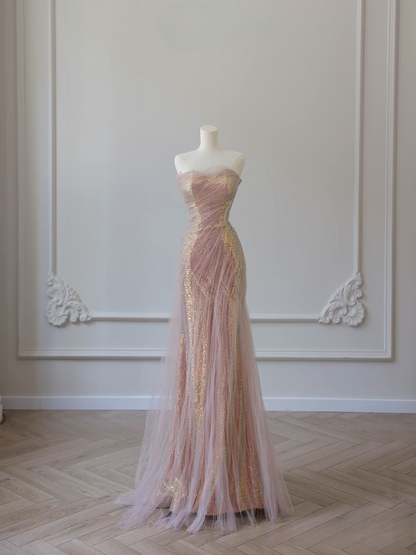 Wunderschöne Meerjungfrau Sweetheart Pailletten Rosa Ballkleider Inspiration Ballkleid Prinzessin Abschlussballkleid AU066