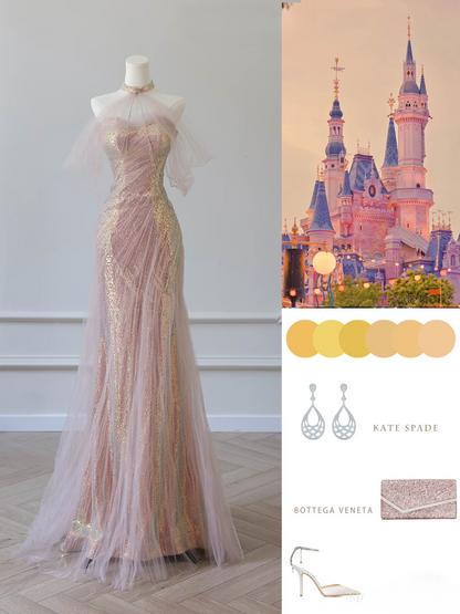 Wunderschöne Meerjungfrau Sweetheart Pailletten Rosa Ballkleider Inspiration Ballkleid Prinzessin Abschlussballkleid AU066